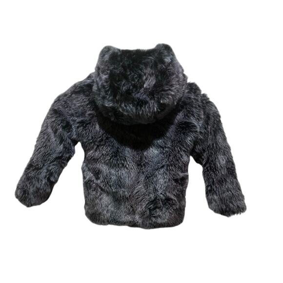 American Widgeon Girl’s Faux Fur Coat Jacket Size 4T Hooded Purple and Gray - Picture 2 of 7